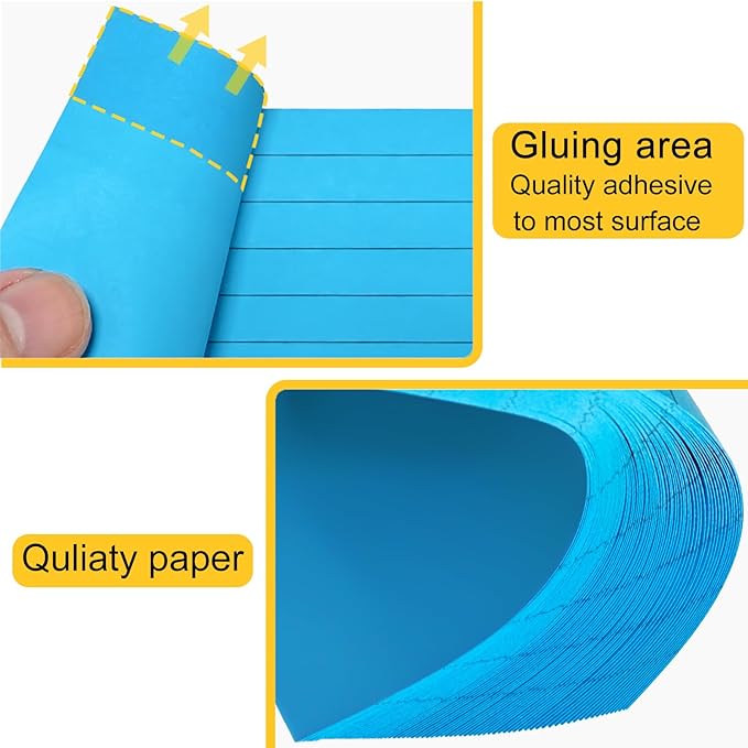 48 Pack Lined Sticky Notes 3x3 in, 8 Colors Self Sticky Notes with Lines, Post Stickies Colorful Sticky Memo Note Pads for School and Office Supplies, Multicolor