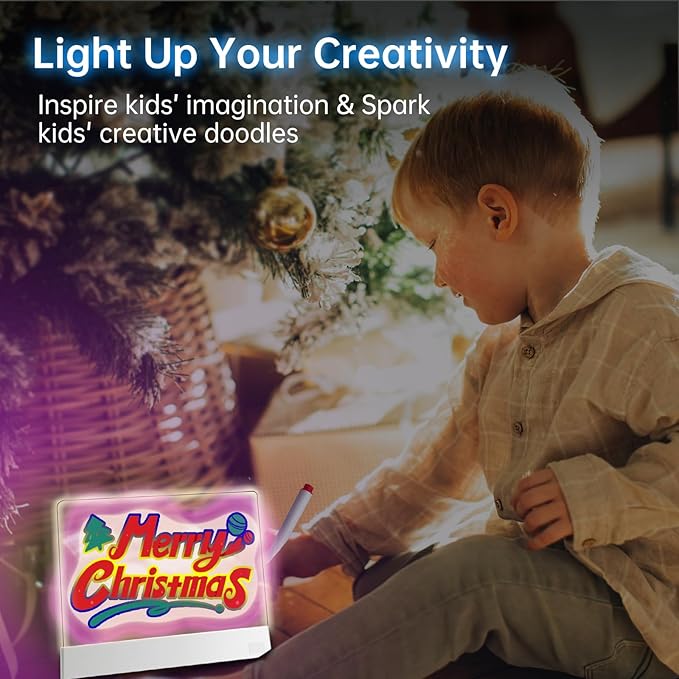 Led Drawing Board for Kids,13.2'' x 10'' Rechargeable Led Note Board with Colors,Doodle Glow Board,3 Modes & 5 Colors Acrylic Dry Erase Board with 8 Markers Valentines Day&Birthday Gifts for Kids