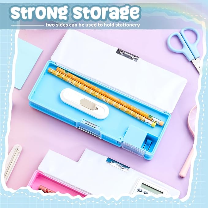 Henoyso Multifunctional Pencil Box for Boys Blue Inspirational Pencil Case with Calculator and Sharpener Cool Pencilcase School Supplies Essentials Christmas Birthday Gift Present for Kids Teens