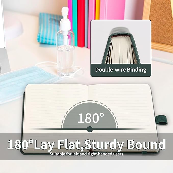 Inner Pocket Notebook Lined Journal 4X 6 Hardcover Leather Notebook 288 PAGE Finger Aesthetic Bound College Ruled Reading Diary Notepad For Travel Work School Office Writing Gifts -Blue