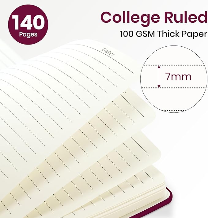 Lined Spiral Journal Notebook for Women, A5 College Ruled Journals for Writing, Hardcover Notebooks for Work, Note taking and Office School Supplies,140 Pages - Crabberry Red