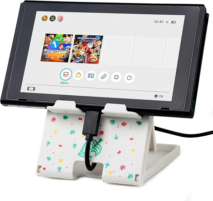 Tscope Switch Stand for Nintendo, for Animal Crossing Switch Holder, Adjustable Compact Portable Foldable Stand for Nintendo Lite OLED Accessories (White)