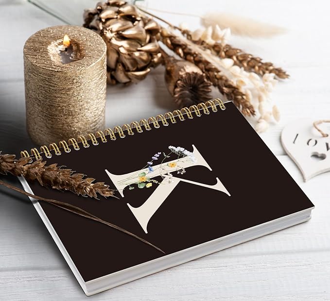 Trendy Personalized Journal Hardcover Spiral Notebook,Black Initial Letter K Notebook,Monogrammed Gifts for Women Teen Girl,College Ruled Hardcover Spiral Notebook 5.5 x 8.3