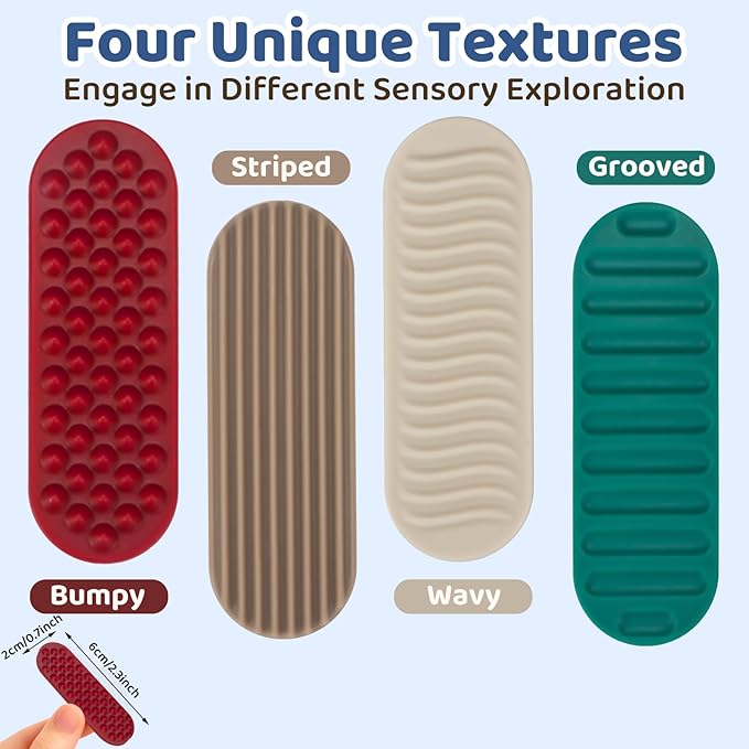 Textured Sensory Stickers for Kids & Adults – 16PC Adhesive Calm Strips for Anxiety, ADHD & Stress Relief – Quiet Fidget Toys for Work, Office, Desk, Gift Classroom Must Haves & School Supplies
