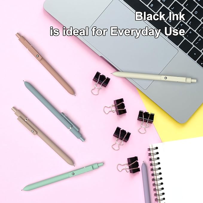 Morandi Gel Pen,0.5mm Quick Dry Black Ink,High-End Series Retractable Pens stationery for women & men,Smooth Writing Nurse Aesthetic Pen for Home Office Supplies(10 Pcs Black Ink-Morandi shaft pens)