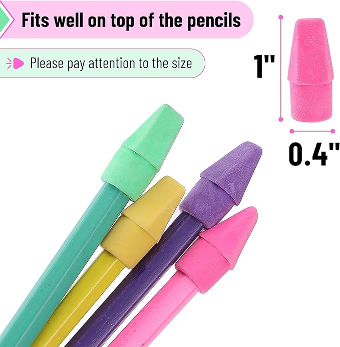Mr. Pen- Pencil Erasers Toppers Bulk, 500 Pack, Vibrant Colors, Erasers for Pencil, Pencil Top Erasers