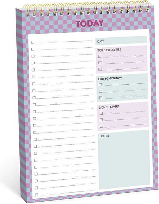 To Do List NotePad, Aesthetic To Do List Notebook for Work With 52 Sheet For Daily Tasks and Goal Setting, Undated Daily Planner Perfect for Office, Home and School Supplies - Lavender Checkered