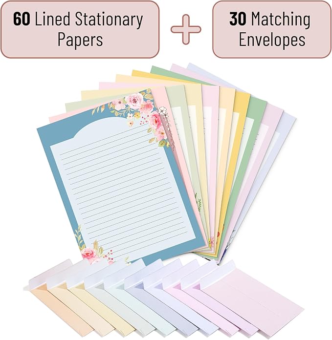Mr. Pen- Stationery Writing Paper with Envelopes, 60 Letter Writing Paper with 30 Envelopes, Cute Stationary Set for Writing Letters, Letter Set