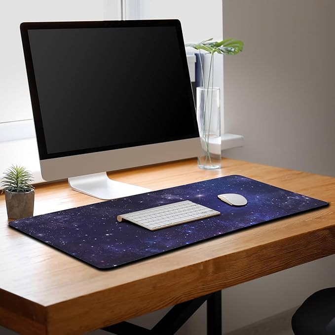 Office Desk Pad Galaxy Universe, Gaming Mousepad XXL Mouse Pads Large Mouse Pad, Work Desk Mat Non-Slip Rubber Base, 35.4 X 15.7 inch for Work/Game/Office Starry Night Sky Stars Outer Space