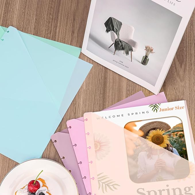 （5.5×8.5 inch） 10Pcs Junior Size Discbound Pocket Dividers DiscBound Binder Dividers Disc Bound Planner Supplies DiscBound Pocket Folder Discbound Notebook Accessories 8 Disc Planner Cover for Office