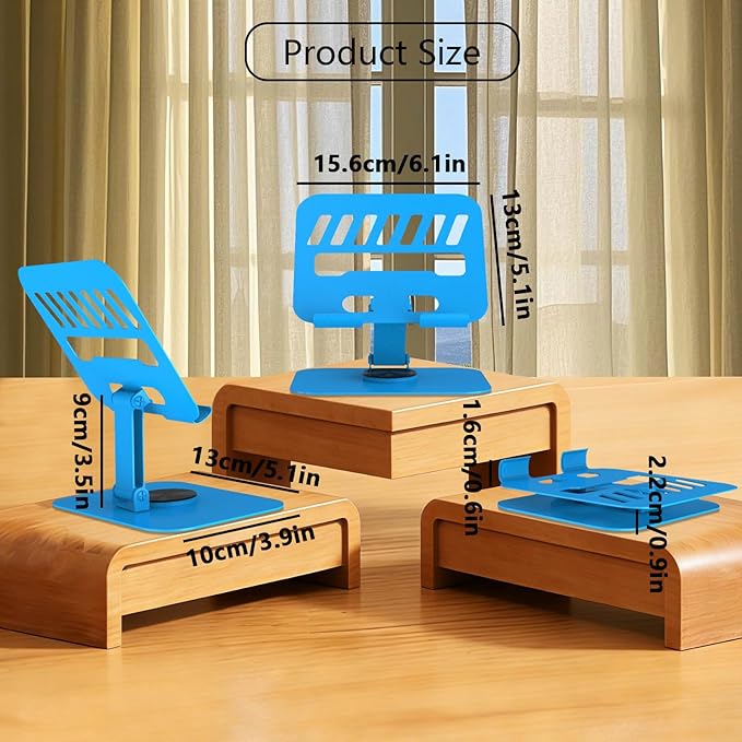 Metal Tablet Stand, Adjustable 360° Rotation Tablet Holder Compatible with 4-16" Tablet Such as iPad Pro Air, iPad mini, Tab S10 Ultra (Blue)