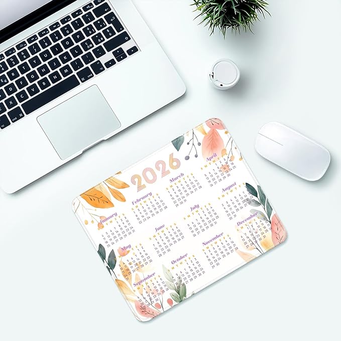 2026 Calendar Desk Pad Mat with Stitched Edges and Non-Slip Rubber Base, Premium-Textured Mouse Pad for Laptop, Computer & PC, Gaming & Working, Waterproof Mousepad