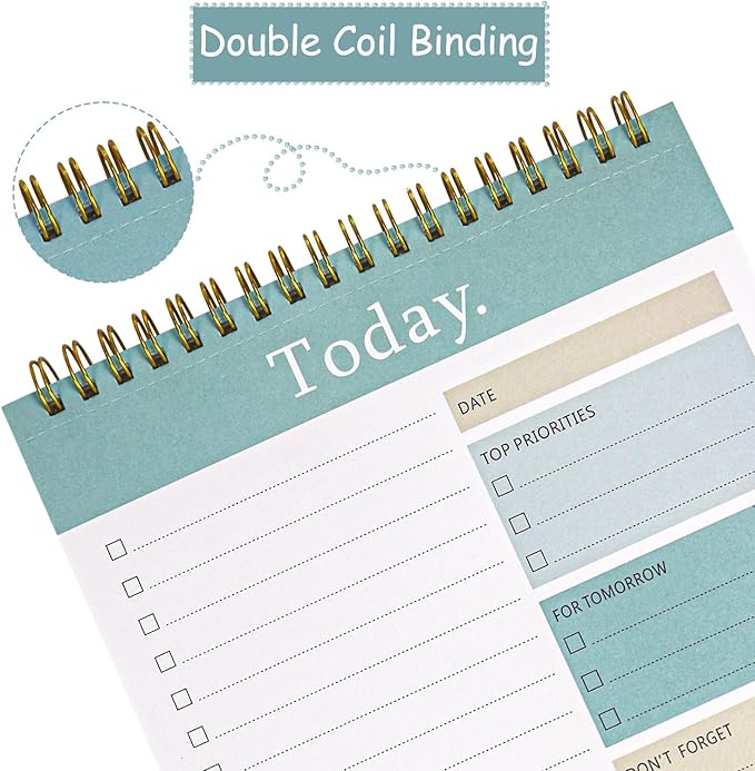 3 Pack To Do List Notepad, 52 Sheets Mix Color Tear Off, 6.5" x 9.8" Double Sided Spiral Checklist Planning Notebook for Adults and Kids Classroom Office Gifts(Blue, Green, Purple)