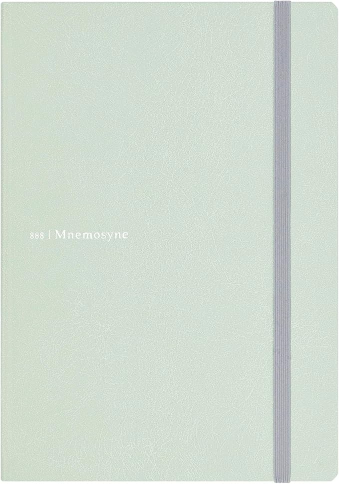 Maruman Mnemosyne Dot Grid Journal- A5, 8.5" x 6.02", 120 Sheets / 240 Pages, 5mm Doted Notebook, Book-bound With Premium Mint Green Hardcover, Includes Bookmark & Elastic Closure, Made in Japan