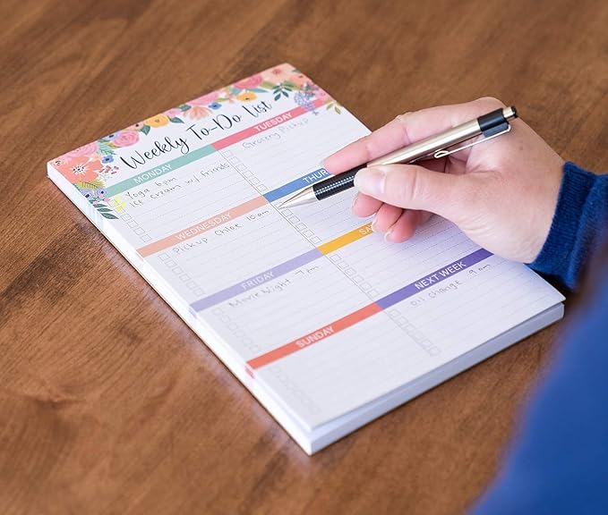 Sweetzer & Orange Floral Weekly To Do List Notepad. Magnetic Weekly Scheduler Task pad with Daily Planner Agenda Squares. 9x6” Day Scheduler 2026 - Student Journal, Work Notebook, and Checklist Notepad