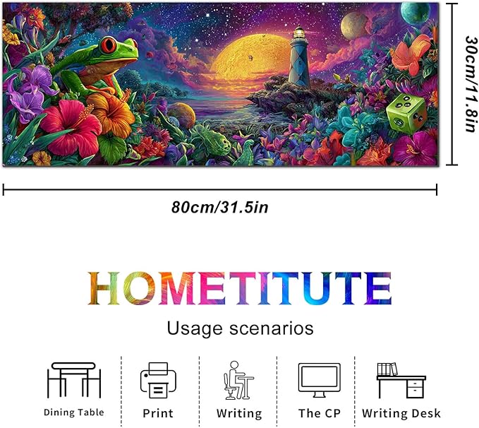 Large Mouse Pad Gaming Mousepad 31.5 x 11.8 Inch Keyboard Desktop Mat Diatomite XL Mouse Pad for Home and Office Desk Accessories with Fantasy Cosmic Frog Lighthouse Artwork Diatomite