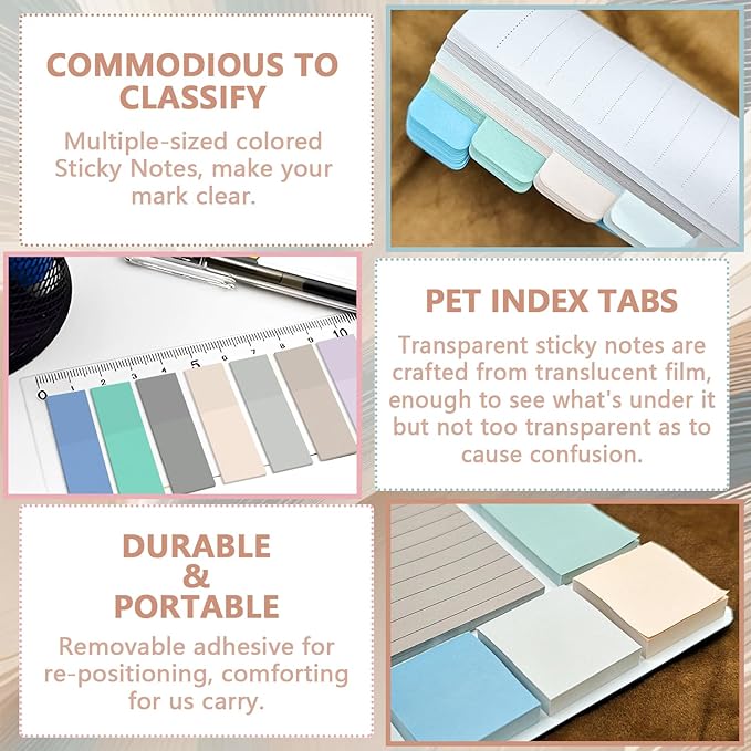 Sticky Notes Set 920 Pack, Divider Sticky Notes Tabs, Office Supplies, Planner Sticky Note Dividers Tabs, Book Notes, Back to School Supplies
