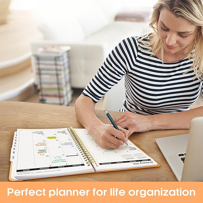 2026 Planner, Weekly and Monthly Calender Planner, Jan 2026 to Dec 2026, Hardcover 2026 Calendar Book with Tabs & Inner Pocket, Office Home School Supplies for Women & Men - A5 (6.3" x 8.5"), Bright Orange