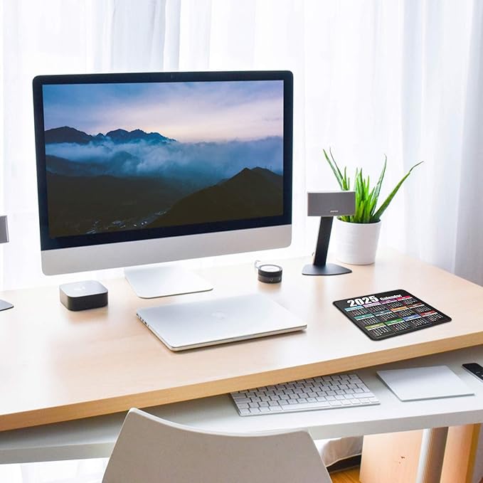 Calendar Mouse Pad with Non-Slip Rubber Base, Premium-Textured & Waterproof Mousepads with Stitched Edges, Mouse Pads for Computers, Laptop, PC, Office & Home (2025 Black)