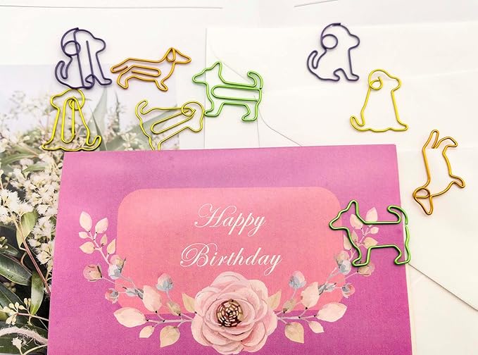 Cute Paper Clips Dog Shaped Decorative Bookmark Clips, Funny Gifts for Dog Lovers Coworkers Women, 60 PCS