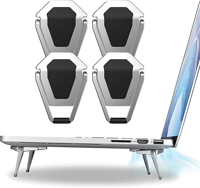 Portable Invisible Laptop Stand, Mini Aluminum Cooling Pad,Computer Keyboard Mount Kickstand,Ergonomic Lightweight Laptop Desk Stand (2pack（4pcs）)