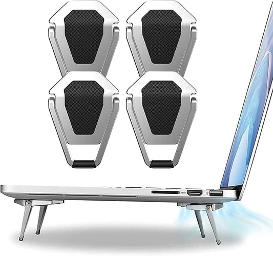 Portable Invisible Laptop Stand, Mini Aluminum Cooling Pad,Computer Keyboard Mount Kickstand,Ergonomic Lightweight Laptop Desk Stand (2pack（4pcs）)