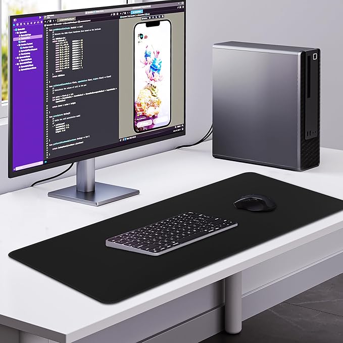 Large Gaming Mouse Pad Extended XXL Mouse Mat Long Desk Pad with Stitched Edges for Keyboard Home Office Gaming Work Big Desk Pad (35.4x15.7IN,90x40) (Black)