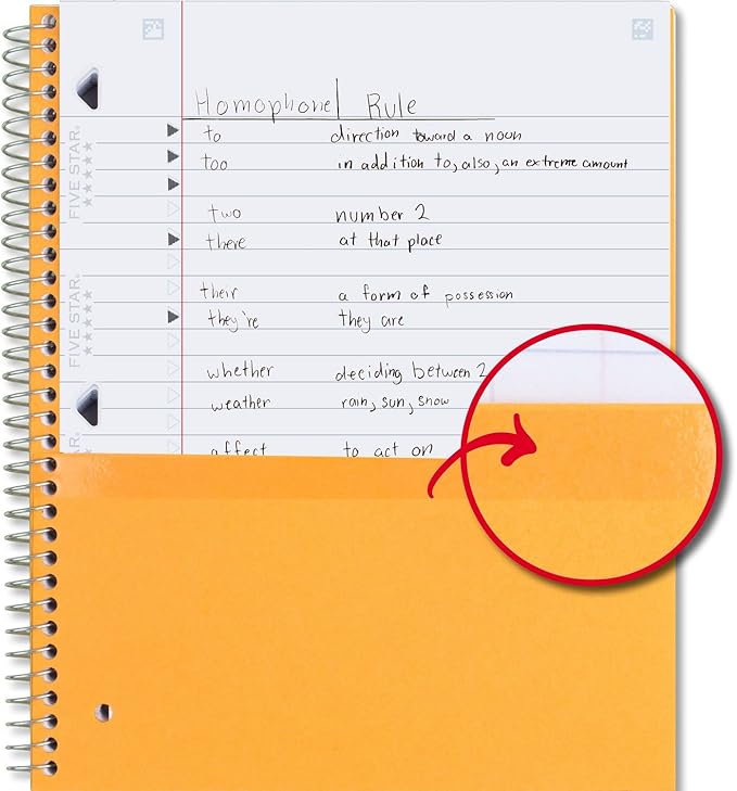 Five Star Spiral Notebook + Study App, 3 Subject, Wide Ruled Paper, 8" x 10-1/2", 150 Sheets, Fights Ink Bleed, Water Resistant Cover, Tidewater Blue (73184)
