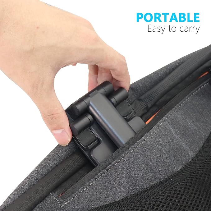 2 Pcs Folding Cell Phone Stand, Fully Adjustable Angle Height Phone Stand for Desk, Foldable/Portable Desktop Phone Holder Compatible with All Phone 14 13 12 11 Smartphones (Black and Black)