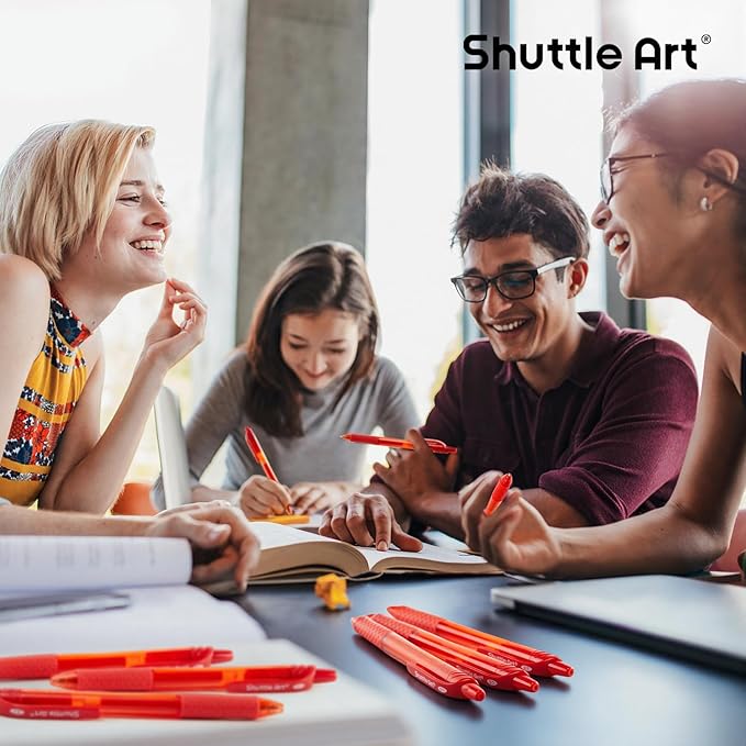 Shuttle Art Red Gel Pens, 40 Pack Retractable 0.7mm Medium Point Rollerball Red Ink Pens Smooth Writing with Comfortable Grip for Writing Journaling Taking Notes Office School Home