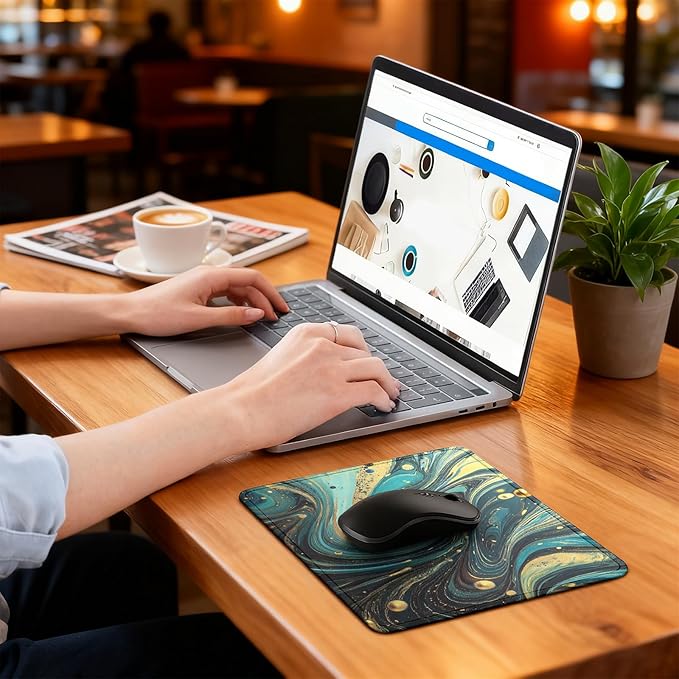 Blue Marble Desk Pad Mat with Stitched Edges and Non-Slip Rubber Base, Premium-Textured Mouse Pad for Laptop, Computer & PC, Gaming & Working, Waterproof Mousepad