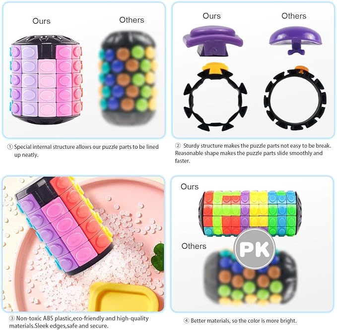 R.Y.TOYS Rotate and Slide Puzzle-Design Patent,Fidget Toys(Restore Order/Create Patterns) 8 Colors,4 and 8 Layers-Detach Piece for Quick Play,Brain Teaser,Sensory Toys Gifts,Stocking Stuffers