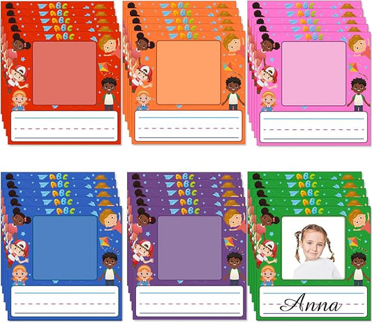 Starboling Kids Name Tags,48 Pcs Adhesive Desk Nameplates,Photo Name Tags Sticker for Classroom Student School Supplies,Name Tag Stickers Classroom Decor Name Stickers（Child Photo Name Sticker）
