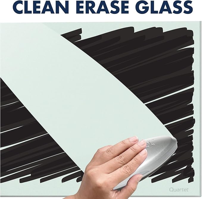 Quartet Dry Erase Board, 39" x 22" Glass Magnetic Whiteboard, Wide Format, Horizontal White Board, InvisaMount, White (G3922IMW)