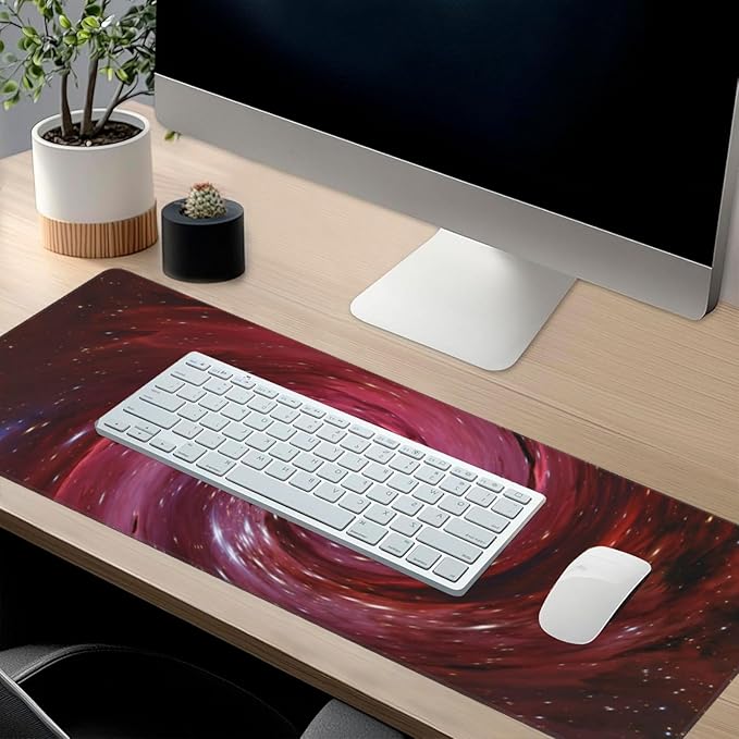 Outer Space Galaxy Mouse Pads XXL Extended Mousepad with Stitched Edges Nebula Astronomy Theme Non-Slip Rubber Base Computer Keyboard Pad Desk Mat for Home Office Desk Decor, 35.4" X 15.7"