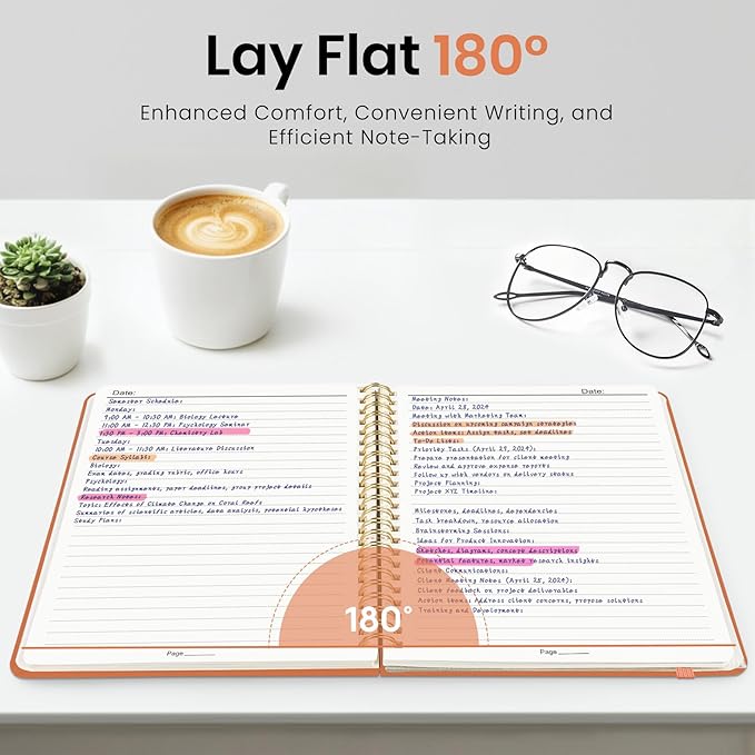 Lined Spiral Journal Notebook for Women, A5 College Ruled Journals for Writing, Hardcover Notebooks for Work, Note taking and Office School Supplies,140 Pages - Coral