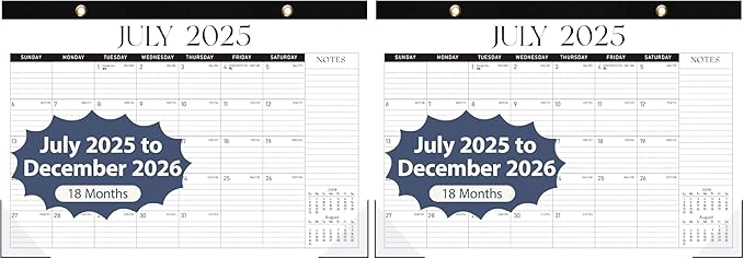 Desk Calendar 2025-2026, Runs Until December 2026 - Large Size 17" x 12" Desktop/Wall Monthly Calendar with To Do List, Personal Desk Calendar Planner for Home, School, Office (Pack of 2)