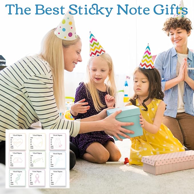 Vital Signs Sticky Notes Gifts, 9 Pack Vitals Signs Notepad 3x3 Inch, Nurse Daily Monitoring Memo Pads, Patient Health Checklist Office Hospital Supplies (450 Sheets)