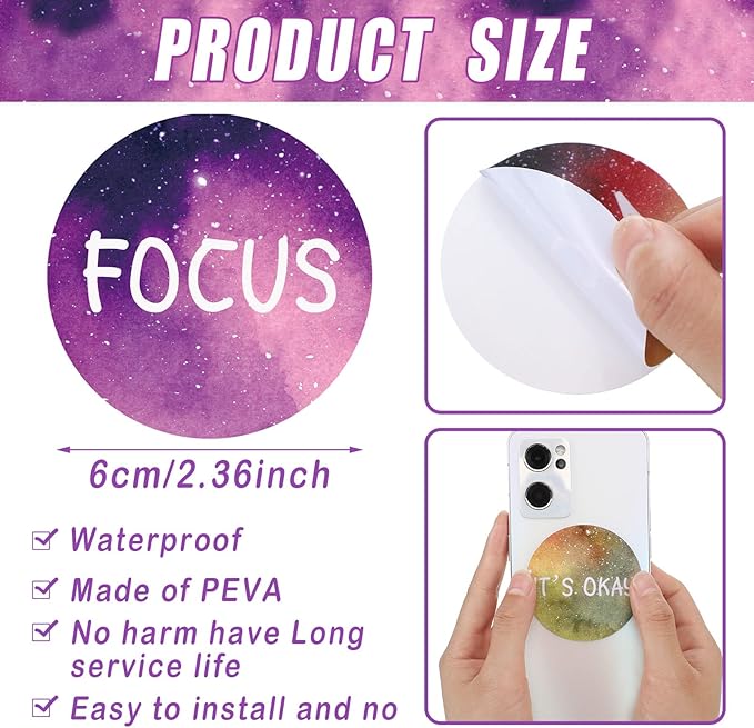 Crtiin 100 Pack Sensory Strips Anxiety Mindfulness Breath Calm Stickers Adhesive Texture Rough Tactile Fidget Tape for Mental Health Relief Anti Stress Stickers(Round)