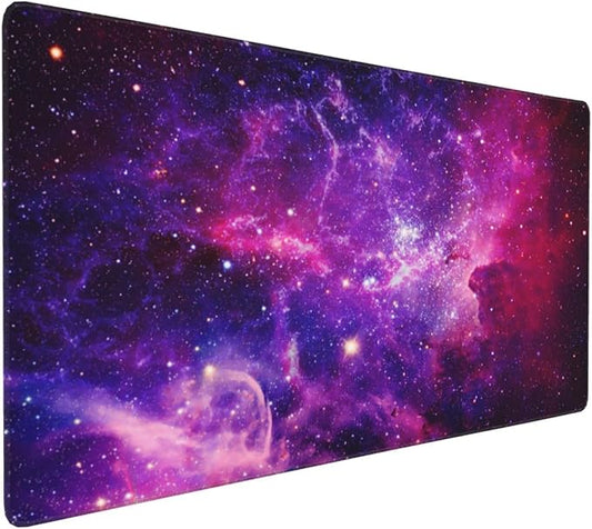 Bursting Galaxy Universe Mouse Pads XXL Extended Mousepad with Stitched Edges Outer Space Non-Slip Rubber Base Computer Keyboard Pad Desk Mat for Home Office Desk Decor, 35.4" X 15.7"