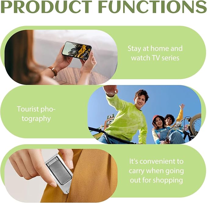 New Three Folds Clip Type 360° Folding Bracket, Travel Cell Phone Stand,Back Clip Foldable Phone Holder, Adjustable Cell Phone Stands Compatible with All Types Smartphones(Silver)
