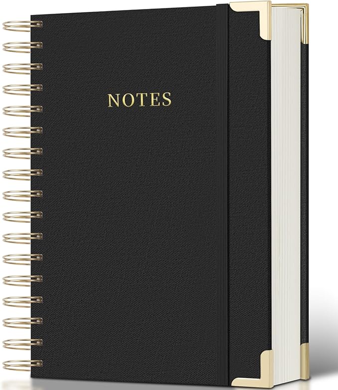 Spiral Notebook Journal, 328 Pages Linen Hardcover College Ruled Notebook, Lined Thick Journals for Women Men, B5 Thick Spiral Journal for Writing, 100GSM Paper, Cute Notebooks for Work School