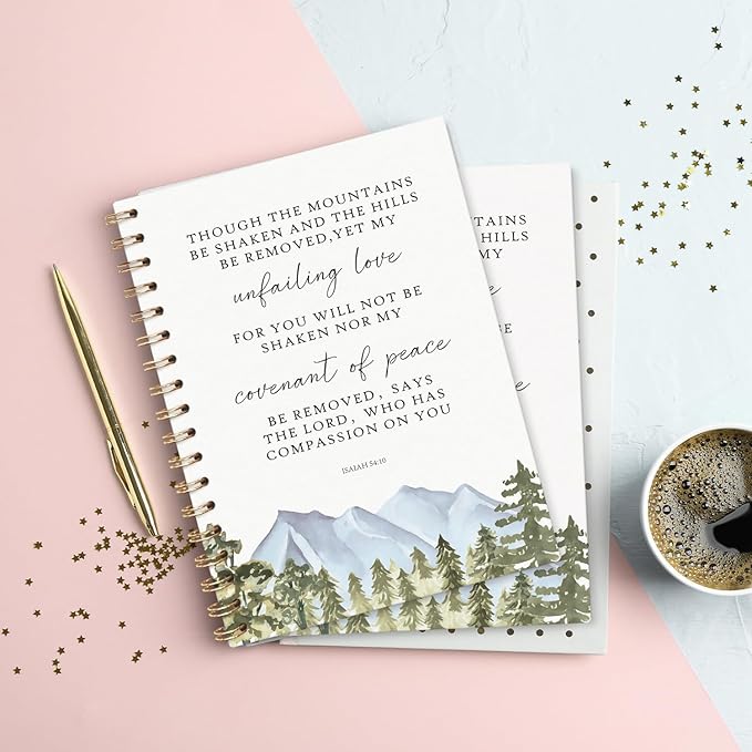 Christian Bible Spiral Notebook Hardcover,Bible Notebooks for Note Taking,Isaiah 54:10,College Ruled Notebook Journal for Writing,Christian Gifts for Women Friend Teens,5.5x8.3