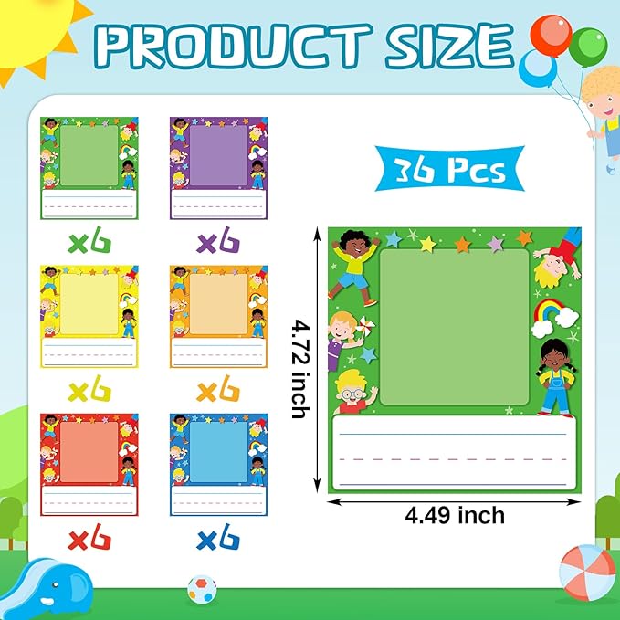 36 Pcs Kids Photo Nameplates for Desk Kids Name Tags Labels Stickers with Photo Space Self-Adhesive Labels Bulletin Board Colorful Classroom Decoration for Desk Bins Cubbies Office (Kids)