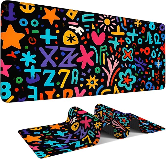 Colorful Abstract Art Extended Gaming Mouse Pad 35.4 x 15.7 Inch – Vibrant Desk Mat for Gaming, Office, and Study, with Non-Slip Rubber Base and Smooth Cloth Surface