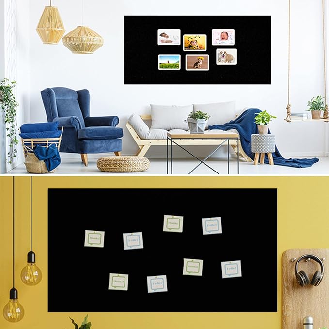 Cork Board Roll with Linen Black 48" x 36", 1/4" Thick Large Frameless Natural Corkboard for Walls Pictures Photo Vision Prayer, ZHIDIAN Bulletin Board for DIY Projects Home Office School