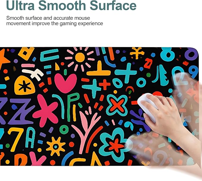 Colorful Abstract Art Extended Gaming Mouse Pad 35.4 x 15.7 Inch – Vibrant Desk Mat for Gaming, Office, and Study, with Non-Slip Rubber Base and Smooth Cloth Surface