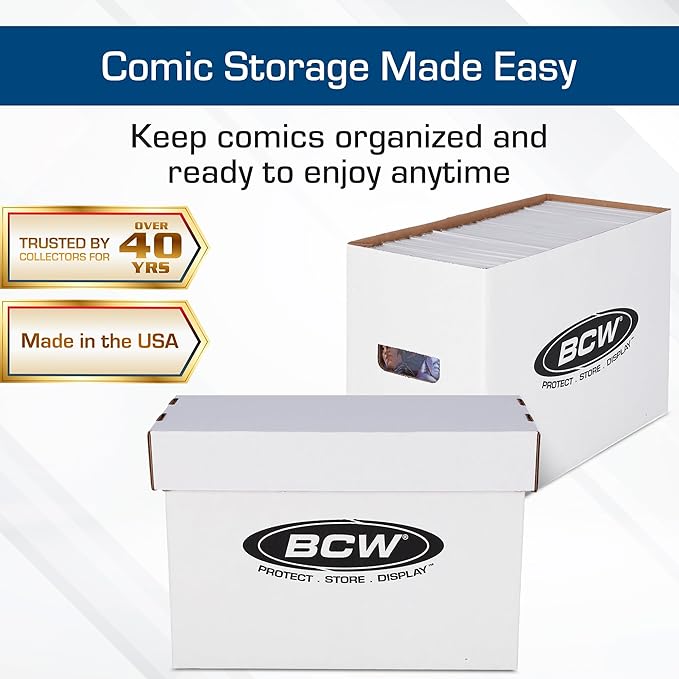 BCW Short Comic Storage Box - 2 Pack | Holds 150-175 Current/Silver Age Comics | Stackable, Durable 200 lb. Strength