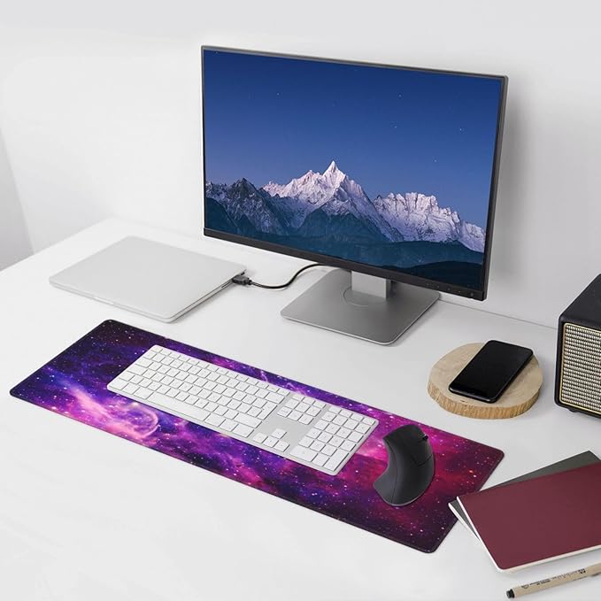 Bursting Galaxy XL Large Mouse Pad with Stitched Edges Long Non-Slip Rubber Base Mousepad Universe Outer Space Laptop Keyboard Mat Desk Pad for Office Home Desk Decor, 31.5" X 11.8"