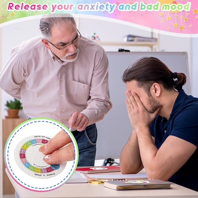 72 Pcs Anxiety Sensory Stickers Strips Adhesive Textured Mental Health Calm Stickers Mindfulness Fidget Decals Stress Anxiety Relief Items for Therapy Office Desk Counselor(Cute Breathe)